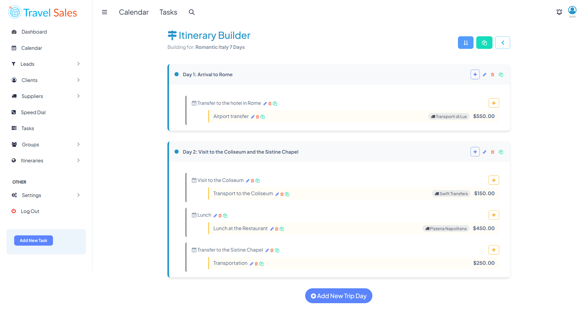 TravelSales App Screen